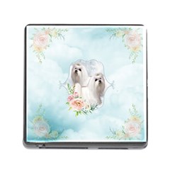 Cute Little Maltese With Flowers Memory Card Reader (square 5 Slot) by FantasyWorld7