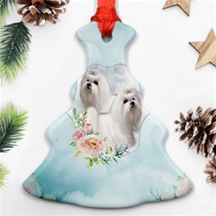 Cute Little Maltese With Flowers Christmas Tree Ornament (two Sides) by FantasyWorld7