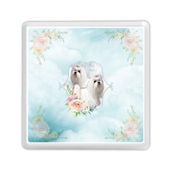 Cute Little Maltese With Flowers Memory Card Reader (square) by FantasyWorld7