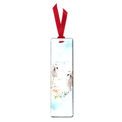 Cute Little Maltese With Flowers Small Book Marks by FantasyWorld7