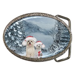 Christmas, Cute Dogs And Squirrel With Christmas Hat Belt Buckles by FantasyWorld7