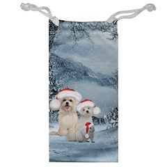 Christmas, Cute Dogs And Squirrel With Christmas Hat Jewelry Bag by FantasyWorld7