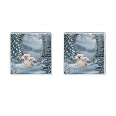 Christmas, Cute Dogs And Squirrel With Christmas Hat Cufflinks (square) by FantasyWorld7