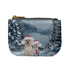 Christmas, Cute Dogs And Squirrel With Christmas Hat Mini Coin Purse by FantasyWorld7