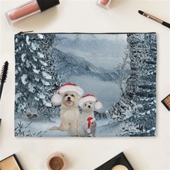 Christmas, Cute Dogs And Squirrel With Christmas Hat Cosmetic Bag (xl) by FantasyWorld7