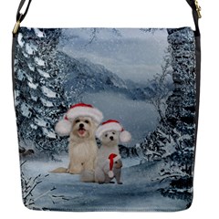 Christmas, Cute Dogs And Squirrel With Christmas Hat Flap Closure Messenger Bag (s) by FantasyWorld7