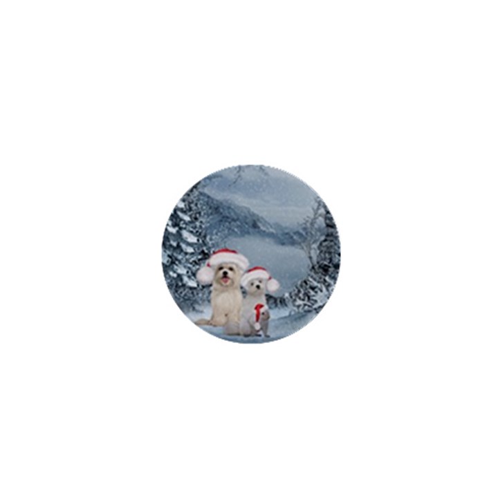 Christmas, Cute Dogs And Squirrel With Christmas Hat 1  Mini Buttons