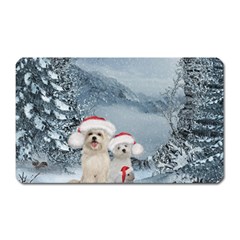 Christmas, Cute Dogs And Squirrel With Christmas Hat Magnet (rectangular) by FantasyWorld7