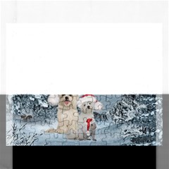 Christmas, Cute Dogs And Squirrel With Christmas Hat Rectangular Jigsaw Puzzl by FantasyWorld7