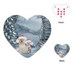 Christmas, Cute Dogs And Squirrel With Christmas Hat Playing Cards (heart) by FantasyWorld7