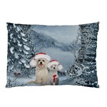 Christmas, Cute Dogs And Squirrel With Christmas Hat Pillow Case 26.62 x18.9  Pillow Case