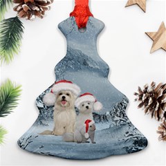 Christmas, Cute Dogs And Squirrel With Christmas Hat Christmas Tree Ornament (two Sides) by FantasyWorld7