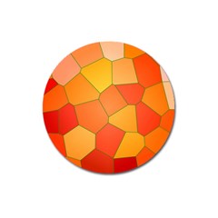 Background Pattern Orange Mosaic Magnet 3  (round)