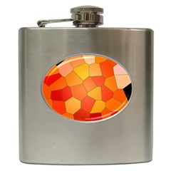 Background Pattern Orange Mosaic Hip Flask (6 Oz) by Mariart