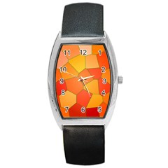 Background Pattern Orange Mosaic Barrel Style Metal Watch by Mariart