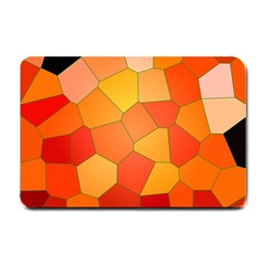 Background Pattern Orange Mosaic Small Doormat  by Mariart