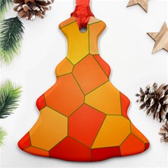 Background Pattern Orange Mosaic Ornament (christmas Tree)  by Mariart