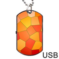 Background Pattern Orange Mosaic Dog Tag Usb Flash (one Side) by Mariart