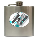 Green Geometric Abstract Hip Flask (6 oz) Front