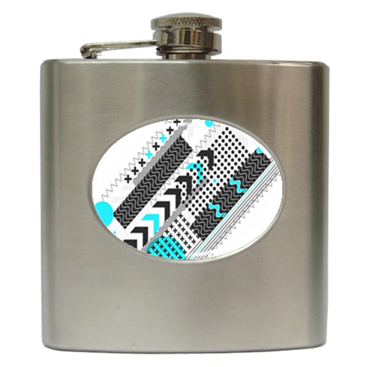 Green Geometric Abstract Hip Flask (6 oz)