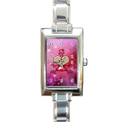 Wonderful Hearts With Floral Elements Rectangle Italian Charm Watch by FantasyWorld7