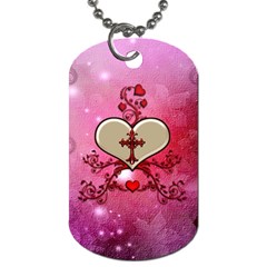 Wonderful Hearts With Floral Elements Dog Tag (one Side) by FantasyWorld7