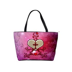 Wonderful Hearts With Floral Elements Classic Shoulder Handbag by FantasyWorld7