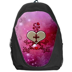 Wonderful Hearts With Floral Elements Backpack Bag by FantasyWorld7