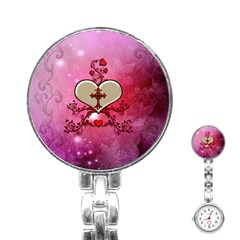 Wonderful Hearts With Floral Elements Stainless Steel Nurses Watch by FantasyWorld7