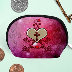 Wonderful Hearts With Floral Elements Accessory Pouch (medium) by FantasyWorld7