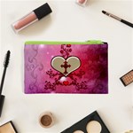 Wonderful Hearts With Floral Elements Cosmetic Bag (XS) Back