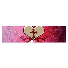 Wonderful Hearts With Floral Elements Satin Scarf (oblong) by FantasyWorld7