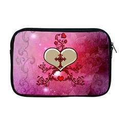 Wonderful Hearts With Floral Elements Apple Macbook Pro 17  Zipper Case by FantasyWorld7