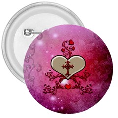 Wonderful Hearts With Floral Elements 3  Buttons by FantasyWorld7