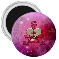 Wonderful Hearts With Floral Elements 3  Magnets by FantasyWorld7