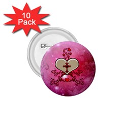 Wonderful Hearts With Floral Elements 1 75  Buttons (10 Pack) by FantasyWorld7