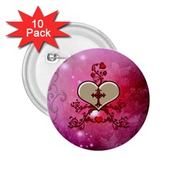 Wonderful Hearts With Floral Elements 2 25  Buttons (10 Pack)  by FantasyWorld7