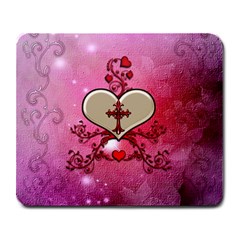 Wonderful Hearts With Floral Elements Large Mousepads