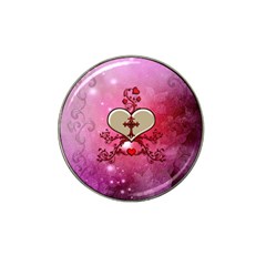 Wonderful Hearts With Floral Elements Hat Clip Ball Marker by FantasyWorld7