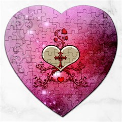 Wonderful Hearts With Floral Elements Jigsaw Puzzle (heart) by FantasyWorld7