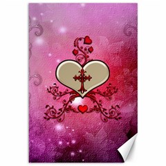 Wonderful Hearts With Floral Elements Canvas 12  X 18  by FantasyWorld7