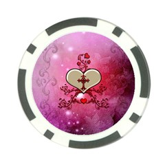 Wonderful Hearts With Floral Elements Poker Chip Card Guard by FantasyWorld7