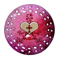 Wonderful Hearts With Floral Elements Round Filigree Ornament (two Sides) by FantasyWorld7