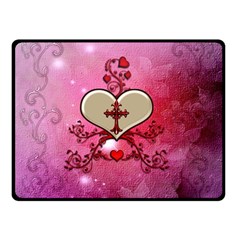 Wonderful Hearts With Floral Elements Double Sided Fleece Blanket (small)  by FantasyWorld7