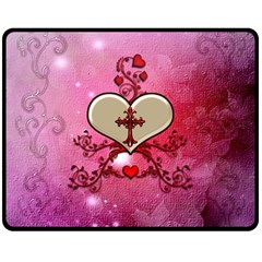 Wonderful Hearts With Floral Elements Double Sided Fleece Blanket (medium)  by FantasyWorld7