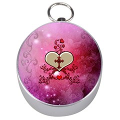 Wonderful Hearts With Floral Elements Silver Compasses by FantasyWorld7