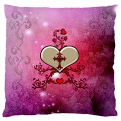 Wonderful Hearts With Floral Elements Standard Flano Cushion Case (one Side) by FantasyWorld7