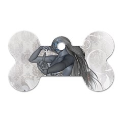 Beautiful Fairy With Swan Dog Tag Bone (one Side) by FantasyWorld7