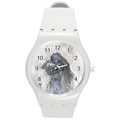 Beautiful Fairy With Swan Round Plastic Sport Watch (m) by FantasyWorld7