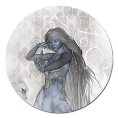 Beautiful Fairy With Swan Magnet 5  (round) by FantasyWorld7